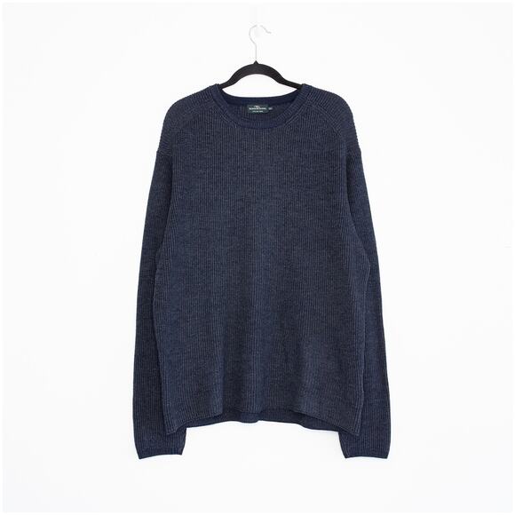 Rodd & Gunn Merino Wool Chunky Fisherman Rib Knit Sweater Italian Yarn Navy 2XL - Picture 2 of 7